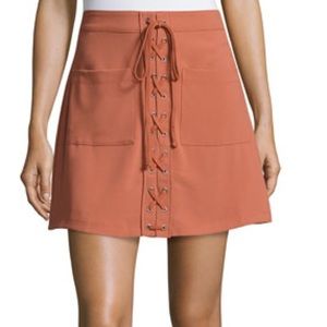 Lovers + Friends Beachwood Lace Up Skirt in Faded Rust 🧡
